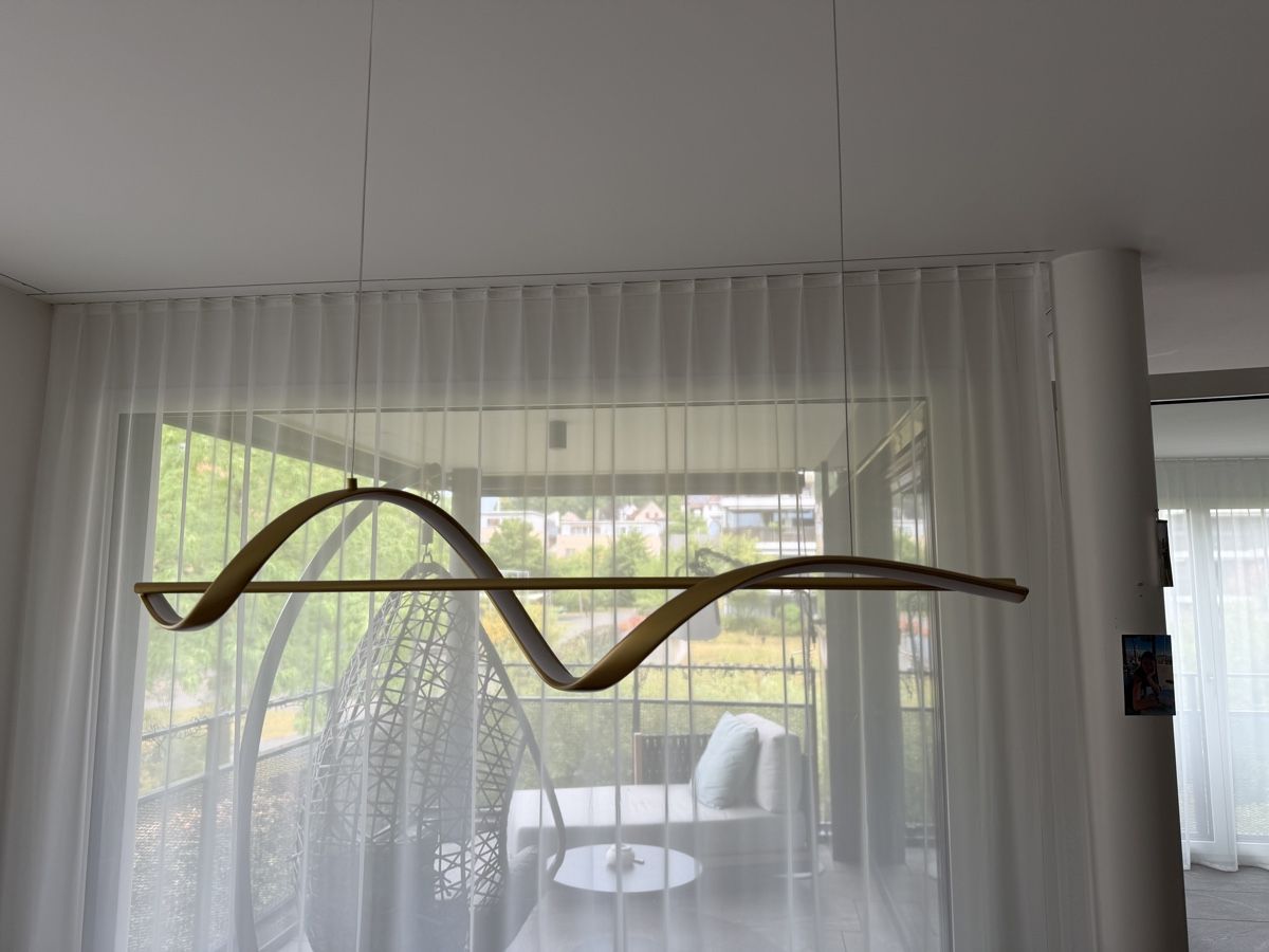 Kronleuchter & Deckenlampen: Hängeleuchte modern LED Messing Optik mit Stoffschirm neu – Neu (gemäss Beschreibung) aus Wiesendangen von Namoli123 2
