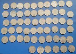 56 Stk. 5 Pesetas Spanien Münzen Jg.1957 1975 1980 1982 1983