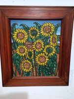 Ölbild / Gemälde: Sonnenblumenfeld von Max Schaer, signiert.