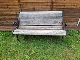 Gartenbank Eisen Holz guter Zustand 2-Sitzer 129