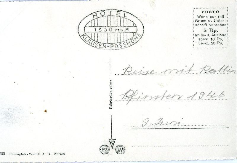 Cartoline postali: Klausen Passhöhe - Postauto + 1946 – Usato da Emmenbrücke venduto da teestube 1
