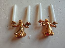 Engelsfiguren Kerzenständer Messing Goldig Vintage Deko