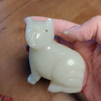 Katzenskulptur aus Stein (Speckstein, Jade?)