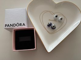 Pandora Charms - Murano Blau/Violett und Weiss/Glitzer