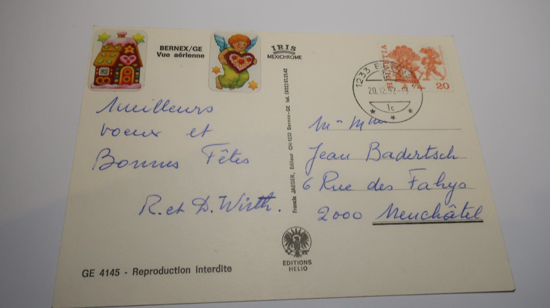 Ansichtskarten: Bernex / GE Vue Aérienne   1982 – Gebraucht aus Cormoret von Pascalll2001 2