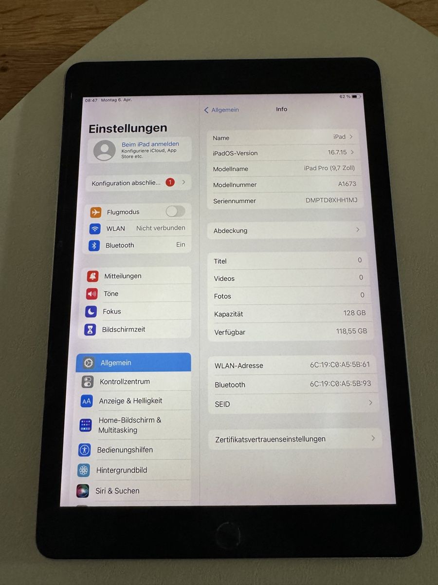 Apple Tablet PC: iPad Pro 9,7 Zoll 128 GB – Difettoso da Adliswil venduto da Busys 1