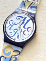Swatch Uhr Damen Armbanduhr mit Muster blau 