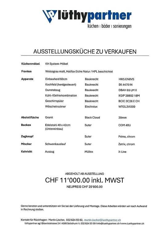 Komplettküchen: Ausstellungsküche – Neu und originalverpackt aus Solothurn von LP.CH 2