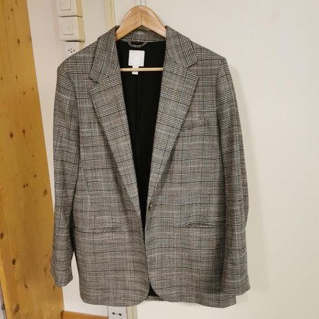 H&M Blazer Braun Kariert, Karo Muster Anzug Jacke S Oversize