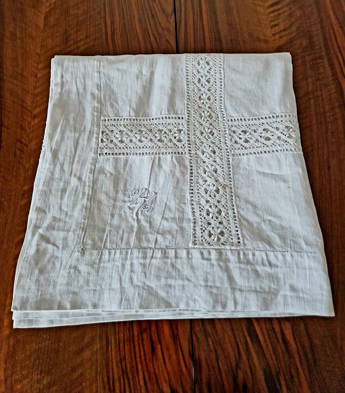 Altra biancheria da tavola: Antike Tischdecke 1930 Monogramm K – Usato da Bern venduto da Antikbatik 5