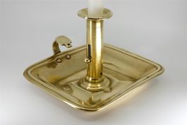 K0392 Antiker Biedermeier-Handleuchter aus Messing ~1845
