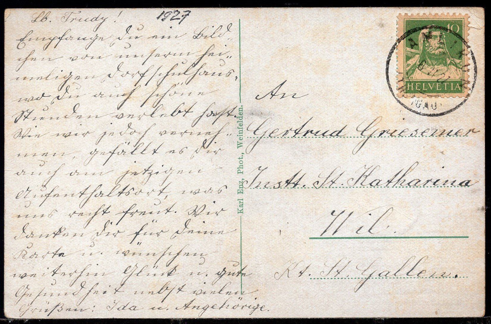 Ansichtskarten: Amlikon  1927 – Gebraucht aus Aarau von kufi44 1