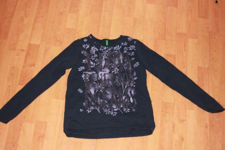 dünnes marine Sweatshirt mit Druck 164 Benetton