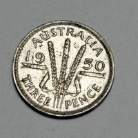 Pièce Australie 3 Pence 1950 George VI, état occasion