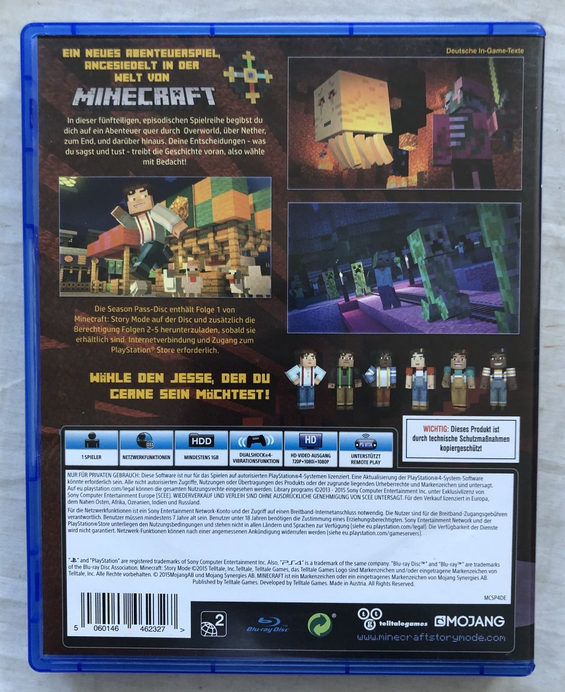 Giochi: PS4 - MINECRAFT: Story Mode Saisonpass – Usato da Schaffhausen venduto da durruti 2