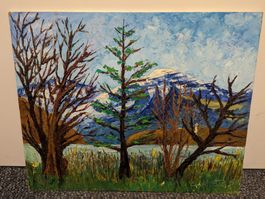 Gemälde Bäume und Berg