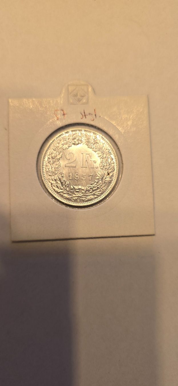 Alle Münzen: Piece 2CHF 1957 stgl – Gebraucht aus Fribourg von yan_z5fr
