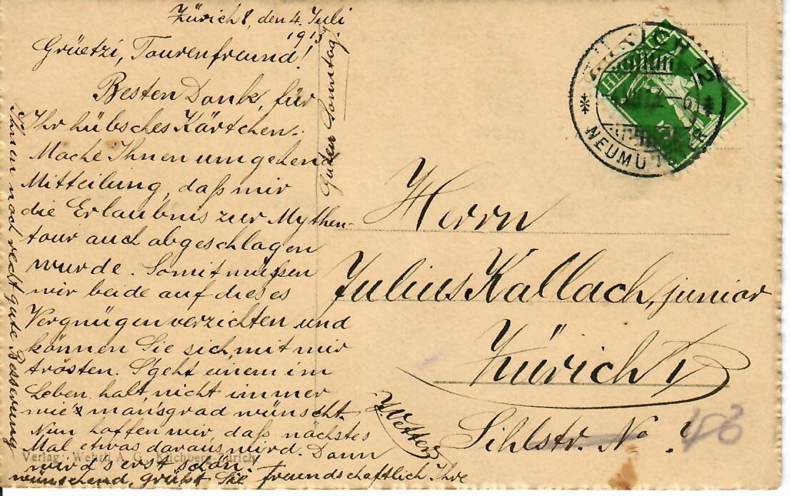 Cartoline postali: Zürich Waldhaus Dolder 1913 – Usato da Hochdorf venduto da Ziegel-16 1
