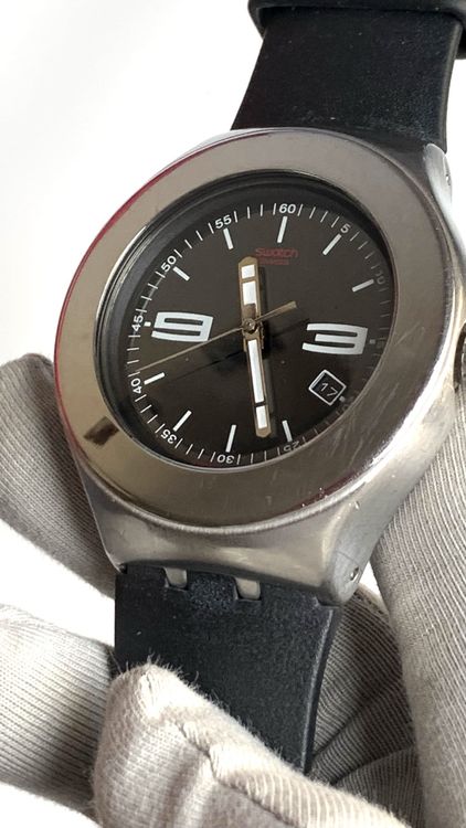 Swatch Irony Armbanduhr Edelstahl schwarz Herrenuhr 6