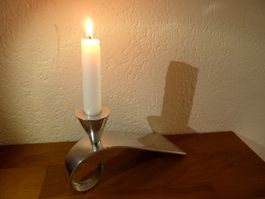 Geschwungener Kerzenständer  Alu Modern Art ala Luigi Colani