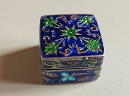 Pillendose aus 925er Sterlingsilber mit Cloisonne-Emaille