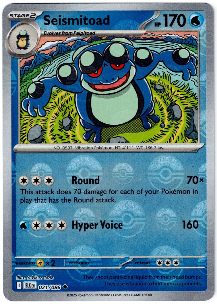 Pokémon Carte collezionabili: Pokemon / Seismitoad / 021/086 / Black Bolt / English – Nuovo (secondo la descrizione) da Langenthal venduto da tcg-longvalley