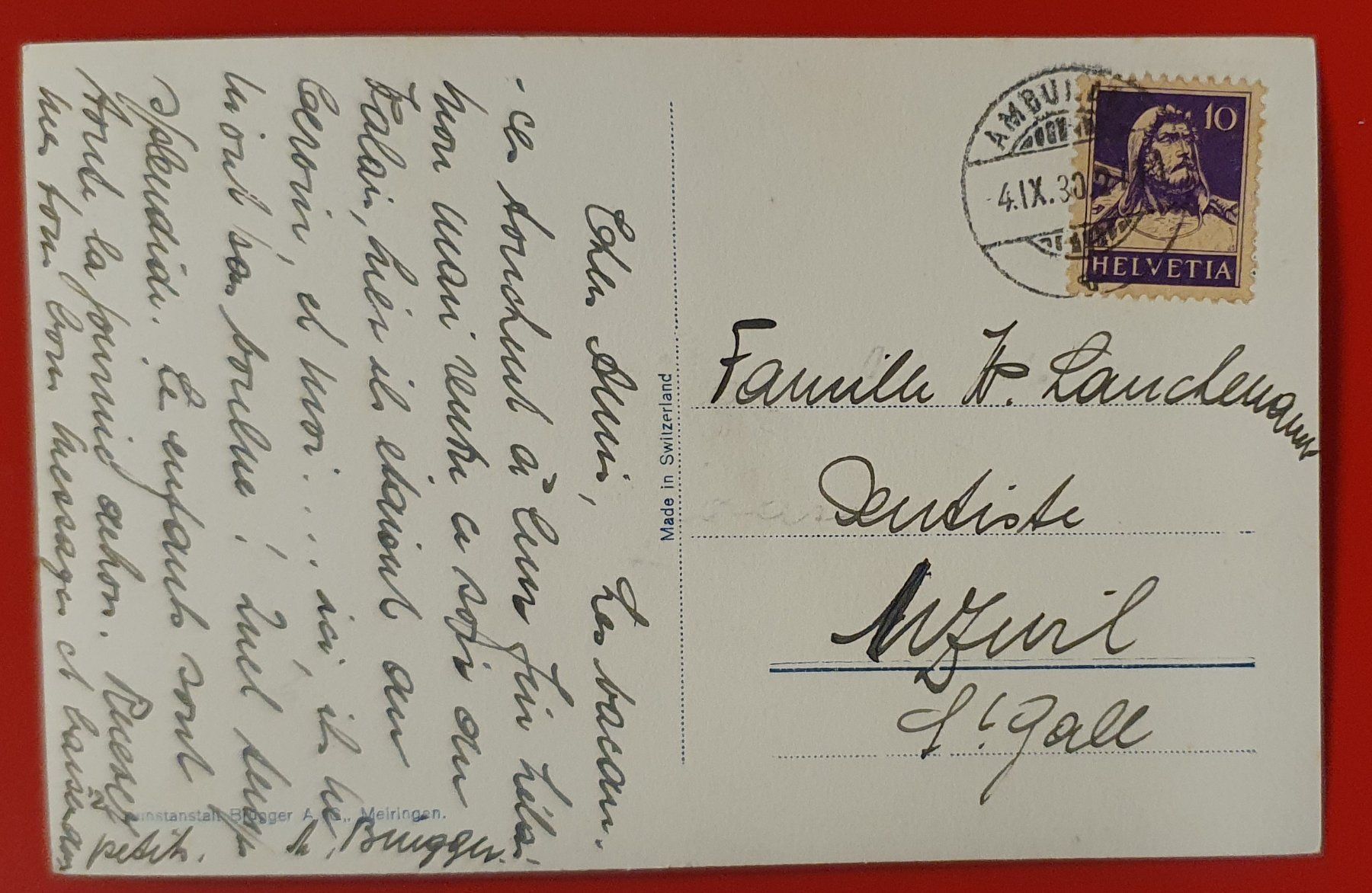 Cartoline postali: Meiringen 1930 – Usato da Kreuzlingen venduto da Rschweiz1 1