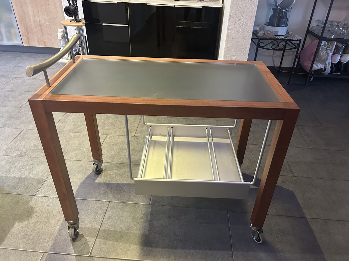 Cucine complete: Retro Servierwagen mit Glasplatte Chromgrif,Räder – Usato da Mühledorf SO venduto da Dania77