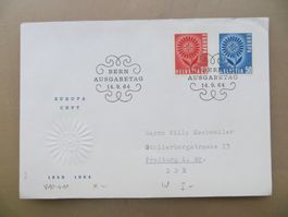 Gelaufener Brief FDC Satz Europa-Marken 1964