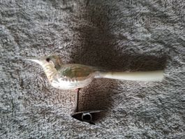 Antiker Christbaumschmuck, Vogel mit Clip, Glas