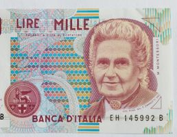 Italienische 1000 Lire Banknote - Maria Montessori