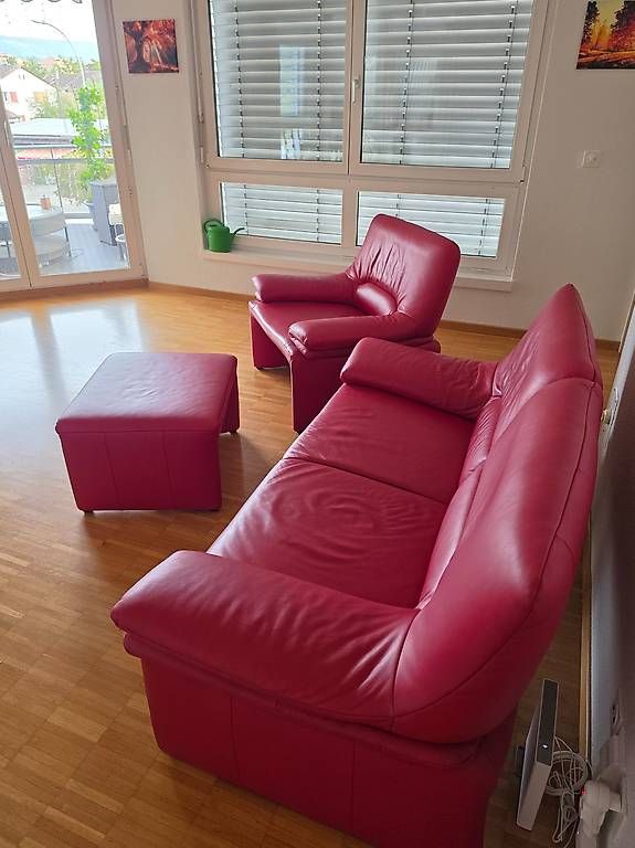 Sofas: Leder Sofa Garnitur rot – D'occasion à Orpund par Schorsch012 3