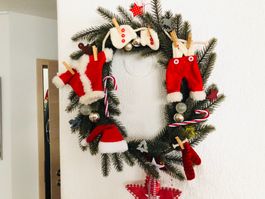 Türkranz Weihnachtsmann Weihnachtsdeko Kranz immergrün Deko