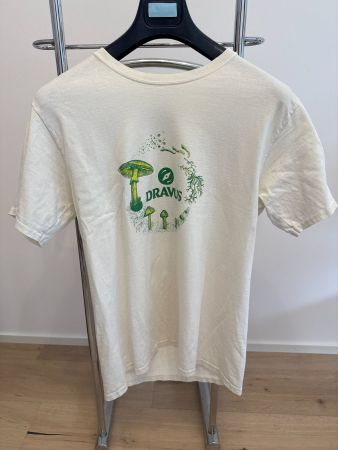 Weisses T-Shirt mit Pilzmotiv Dravus Gr. M