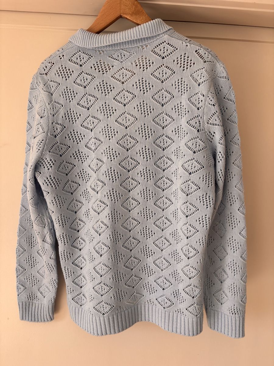 Asos Maglioni & Felpe: Light Blue Crochet Polo Sweater – Usato da Zürich venduto da Grothschild 2