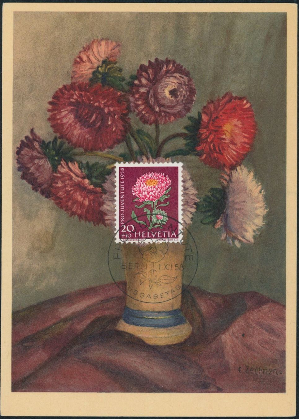 Tutti i francobolli: 1958 - Pro Juventute - Maximumkarten MK - Ersttag Stempel ET – Usato da Schindellegi venduto da leecollect 2