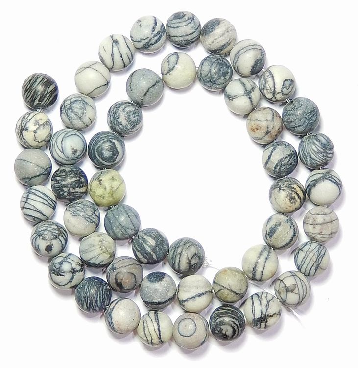 1 Strang echte matte Spider Web Jasper Perlen 8 mm (Neu (gemäss ...