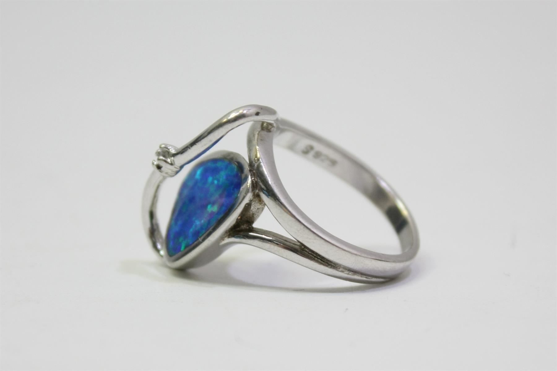 Anelli: 925er Silber Fingerring mit synth. Opal (2666) – Usato da Zürich venduto da fundsachenverkauf 3