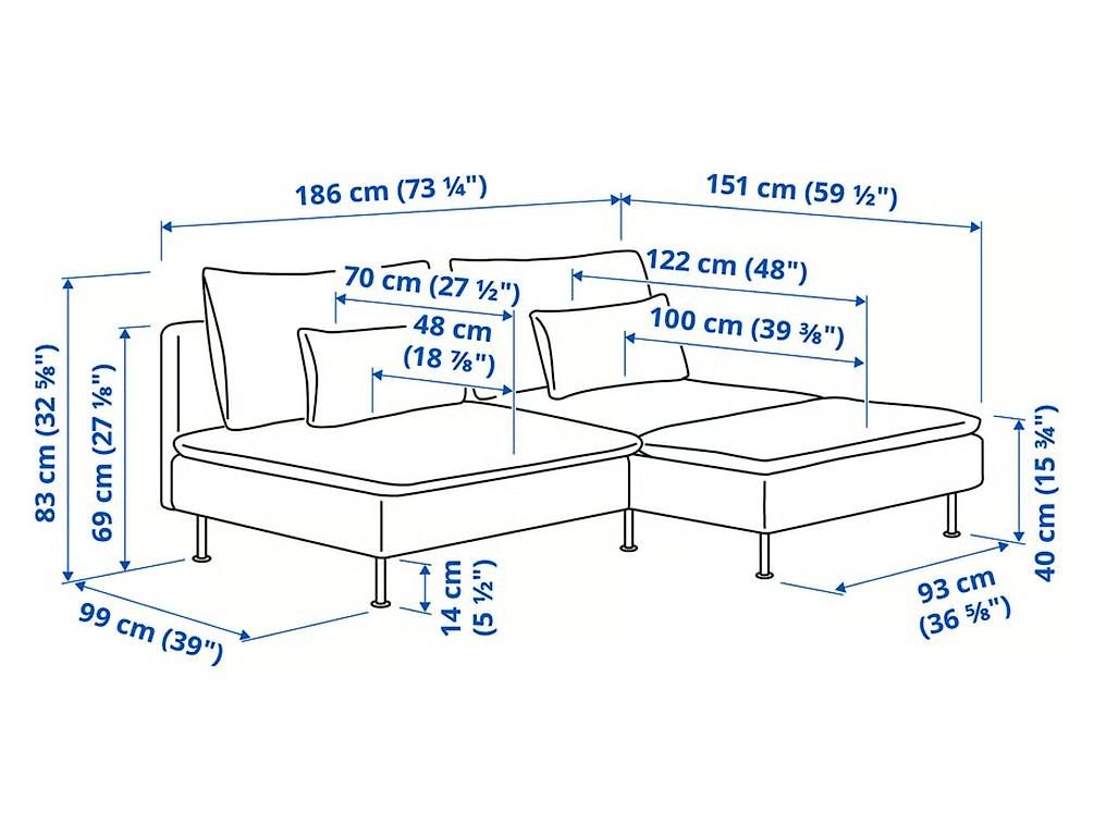 Divani: Söderhamn 2er Sofa Couch mit Recamiere Viarp – Usato da Basel venduto da art_prk8 4