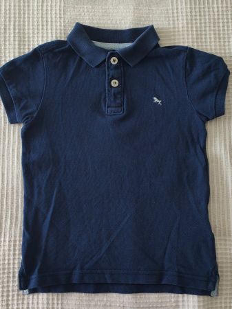 Blaues Polo-Shirt mit Hund-Applikation, Gr. 92