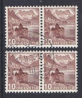 1940 Chillon 10Rp. Nr.242z  geriffelt 4er Einheit SBK 120Fr.
