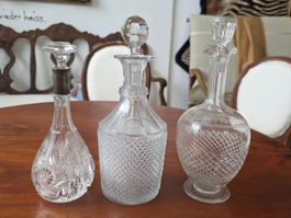 3er-Set Glas-/Kristallkaraffen mit Stopfen, geschliffen