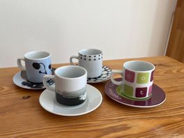 4 x Espresso Tassen mit Teller - ex Möbel Pfister