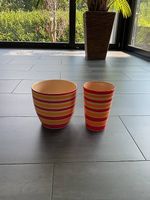 2 Vasen rot orange gestreift