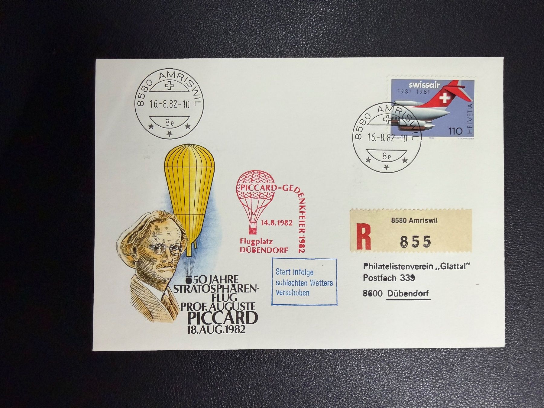Tutti i francobolli: Piccard - Gedenkfeier 1985 Ballonflugbrief – Usato da oberrüti venduto da jeanmei