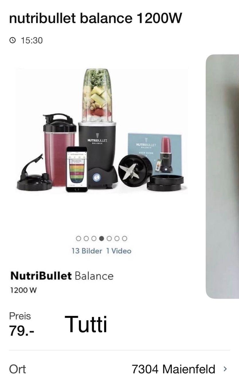 Nutribullet Appareils de cuisine: nutribullet balance 1200W top Zustand – D'occasion à Maienfeld par tobeyl2020 3