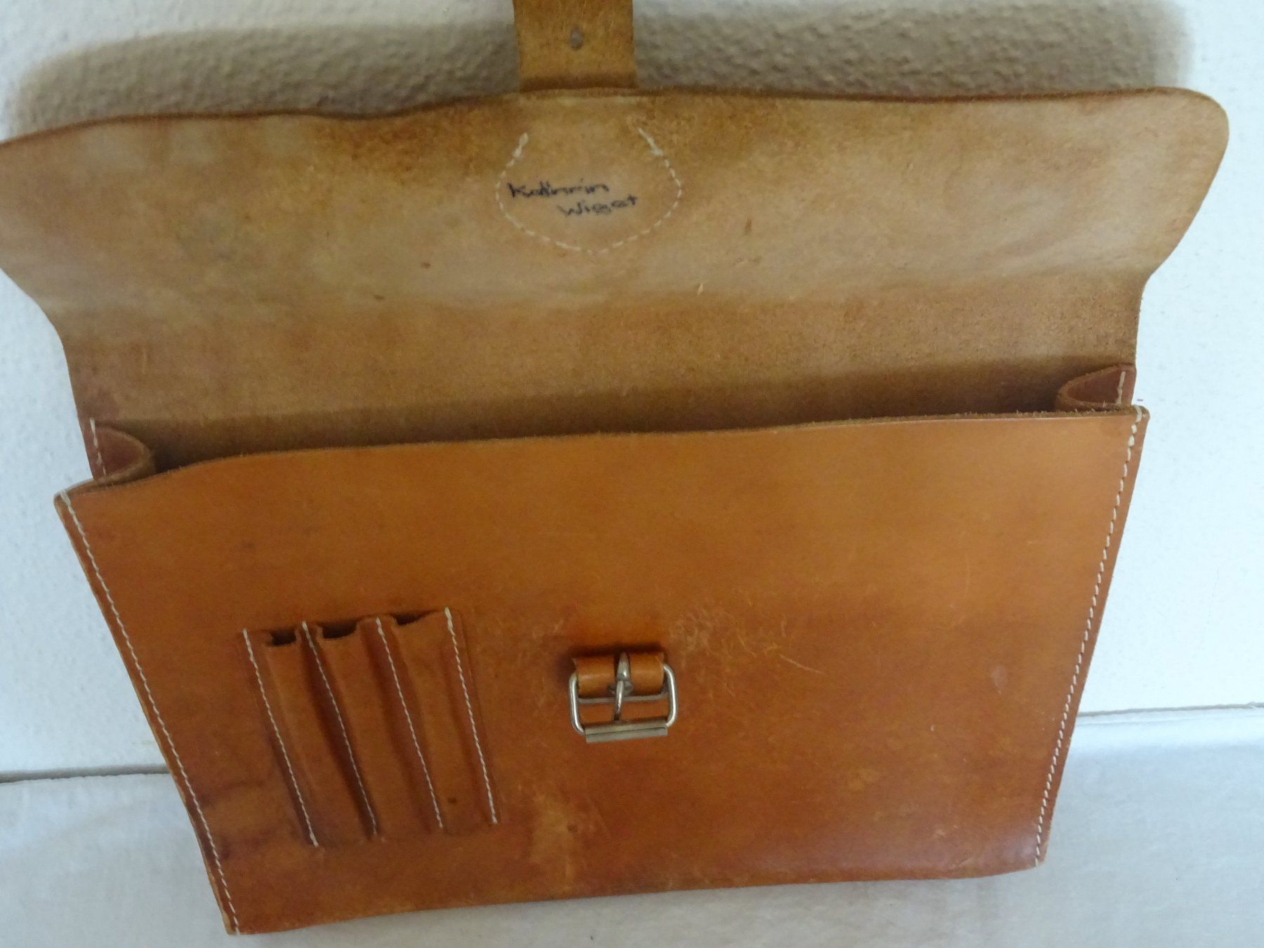Sacs: Vintage Leder Mappe, hellbraun Leder Tasche – D'occasion à Zürich par Connie8 2