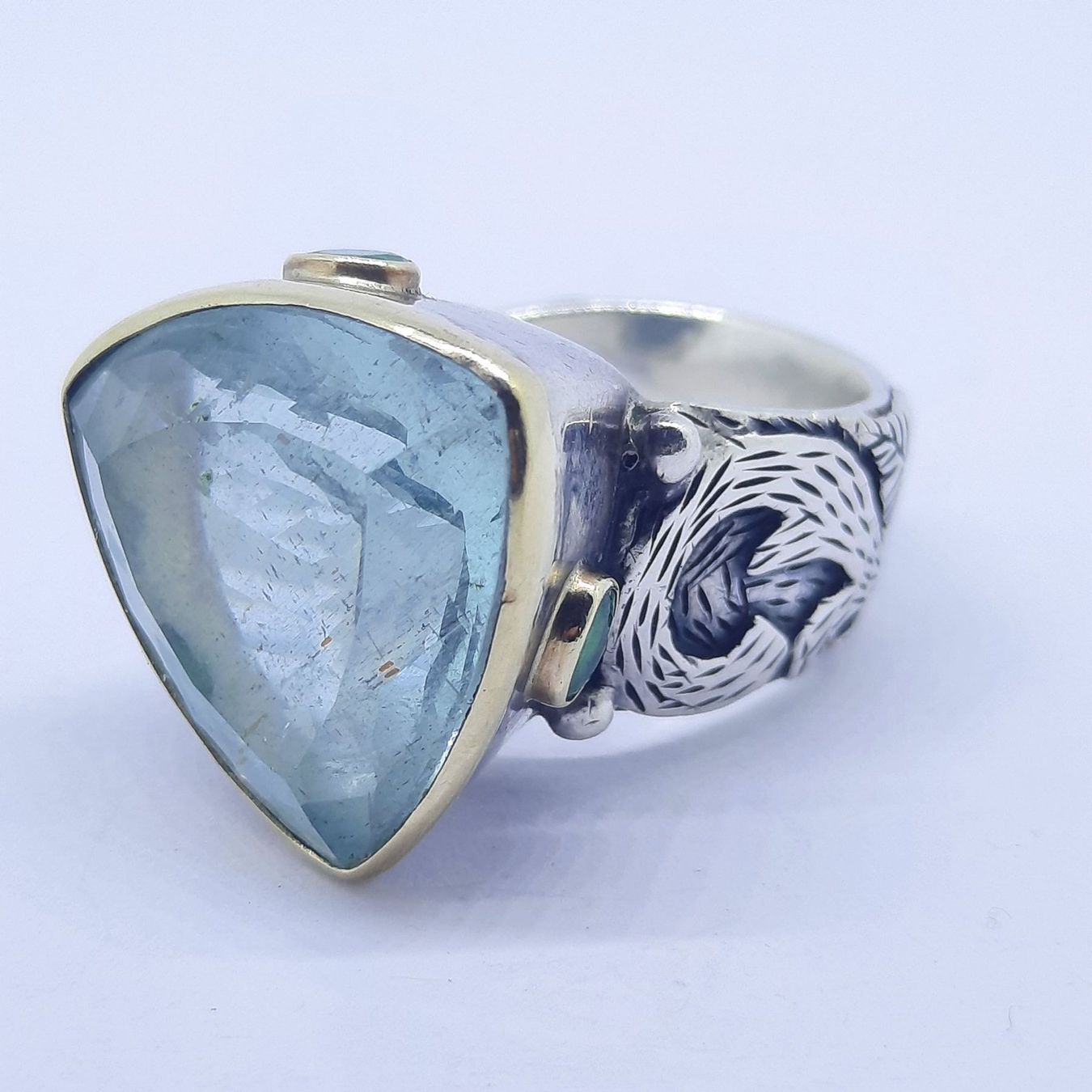 Anelli: Edler Ring mit bezauberndem Aquamarin Edelstein Gold Silber – Usato da Unterägeri venduto da Altgoldschmuck