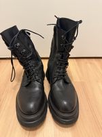 Black Leather Combat Boots - Size 39 - Made in Italy