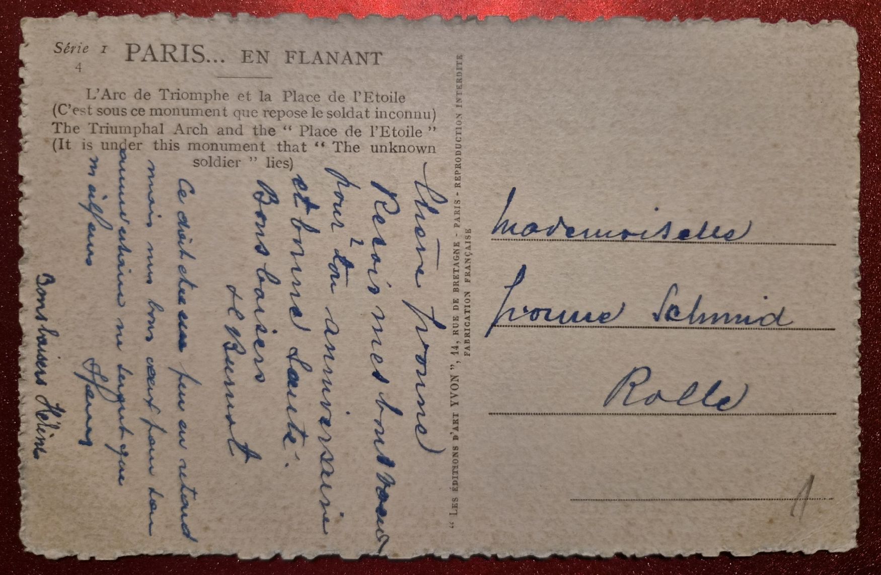 Cartoline postali: Arc de Triomphe Paris alt – Usato da Melchnau venduto da Arthurius 1